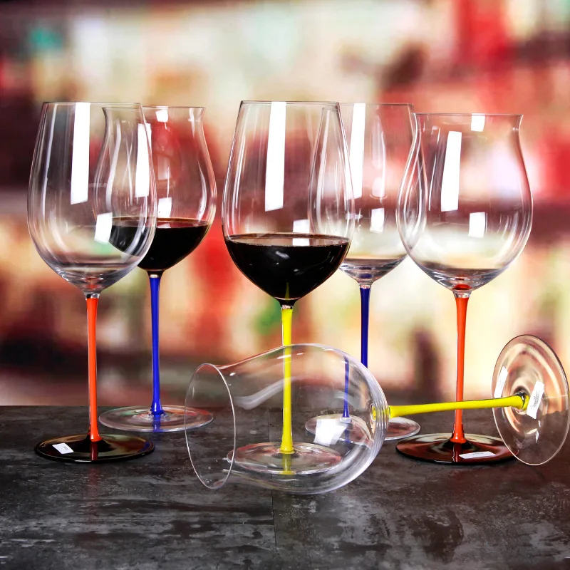 Large-capacity European crystal glass red wine glass black bottom red square goblet big belly wine cup 9000005-9000013