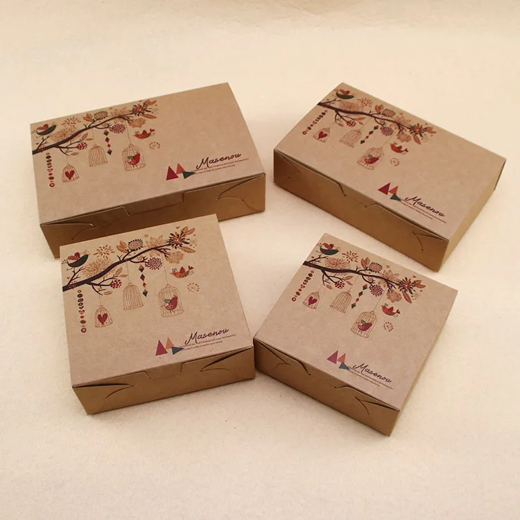 

Brown Moon Cake Paper Packing Box Wedding Festival Party Gift Packing Boxes 100pcs/lot Free shipping
