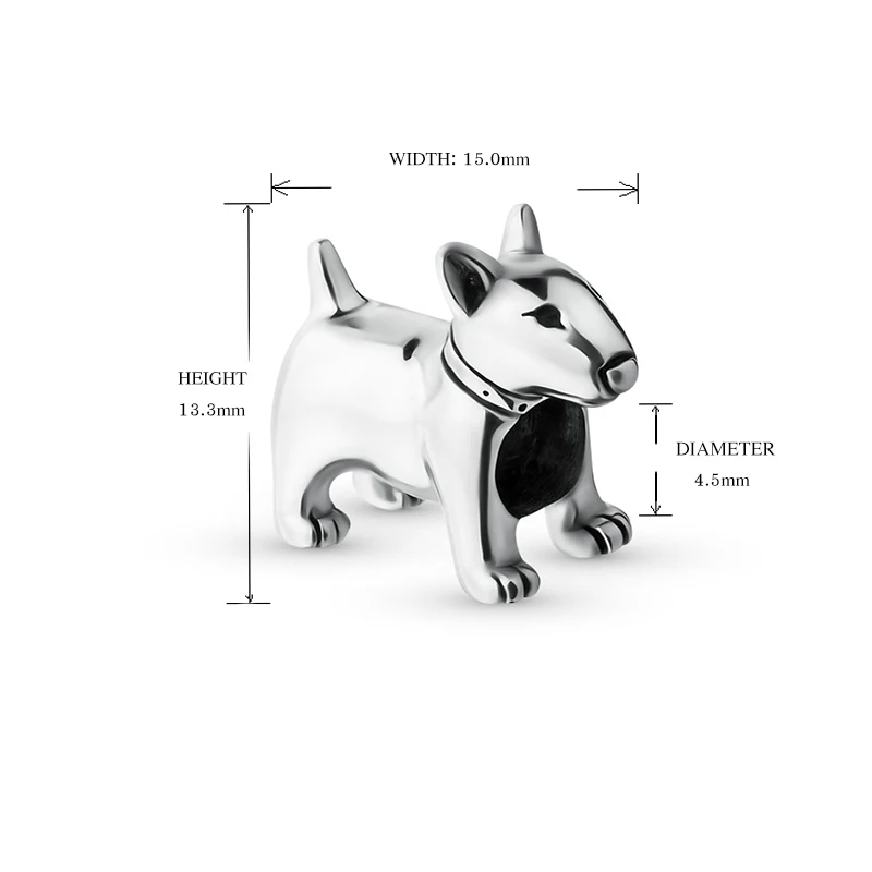 Phù Hợp Mới Châu Âu Nguyên Bản Vòng Tay Nữ Bạc 925 Cắt Động Vật Bull Terrier Hạt Charms Cá Tính Trang Sức Làm Quà Tặng