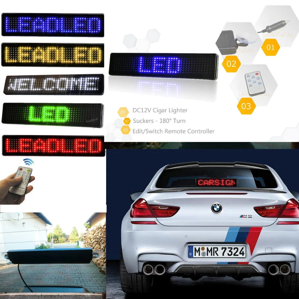 23CM 12V LED 자동차 사인 원격 제어 오토바이 영어 LED 디스플레이 보드 스크롤 프로그래밍 가능한 메시지 블루 저렴한 Diy 키트, 프로그래밍 가능한 메시지 사인