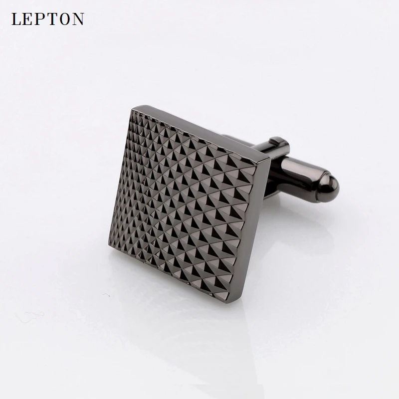 

Hot Sale Business Square Black Cufflinks For Mens Brand Jewelry High Quality Classic Carve Cuff links Relojes gemelos Lepton