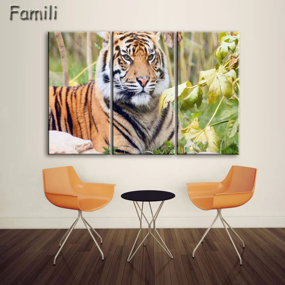 

3 Panel Modern Printed Tiger Canvas Painting Cuadros Picture Animal Landscape Oil Paintings Leopard and deer For Living Room