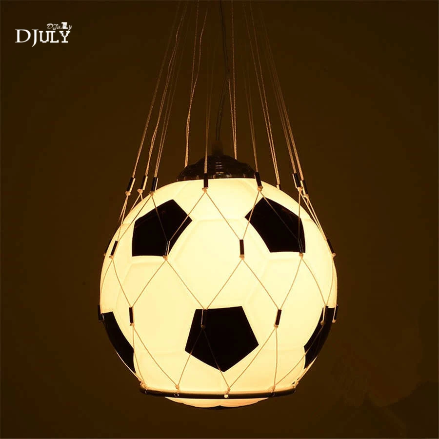 modern creative Football led pendant lights Kids bedroom decoration Children's Room glass hanging lamp boys study light fixtures