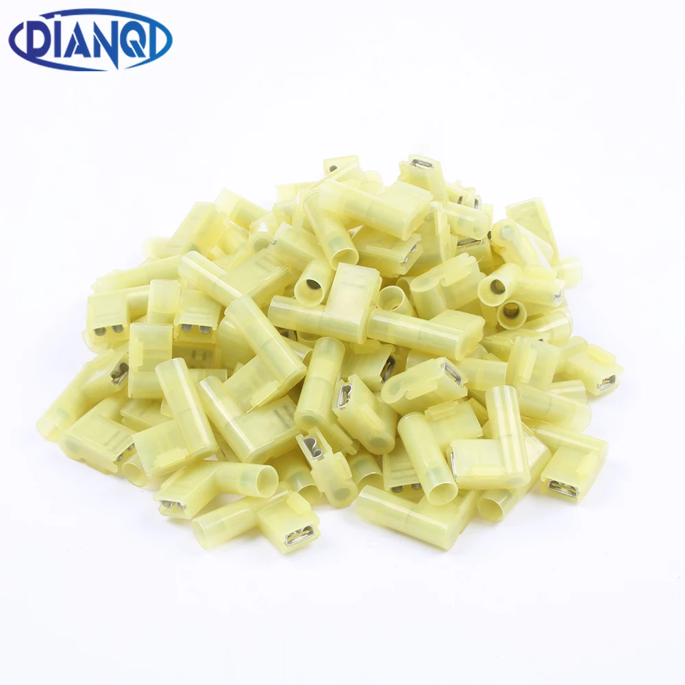 DIANQI Terminals FLDNY5-250 FLDNY5.5-250 Nylon brass Flag Female Terminal insulated WIRE CONNECTORS 20PCS AWG12-10 4-6mm2 FLDNY