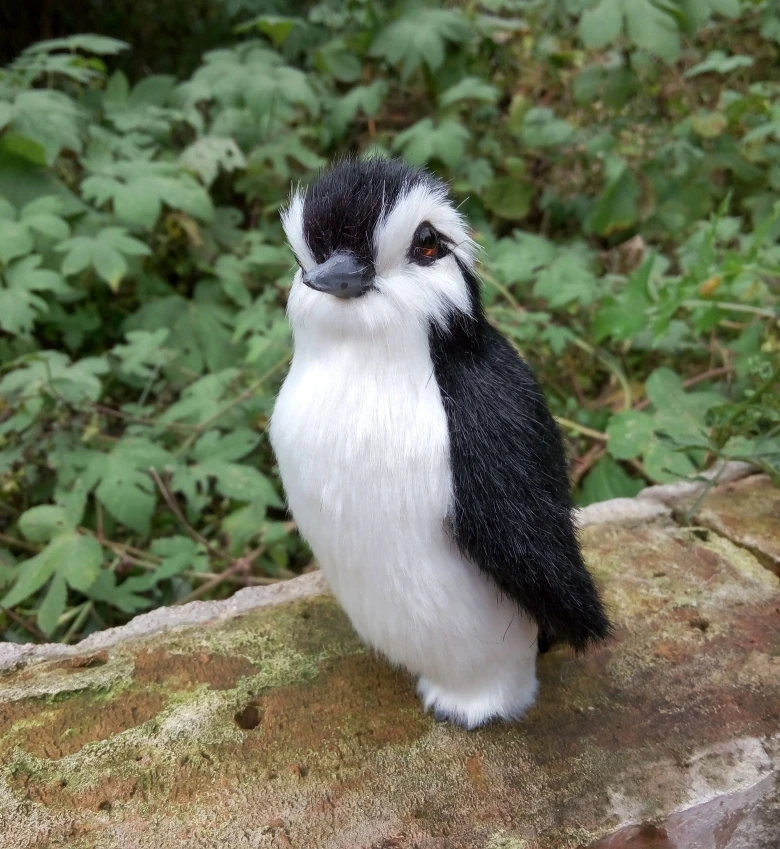 Modelo de pingüino de simulación de 12x7CM, figuritas de artesanía de polietileno y pieles, juguete divertido a2740