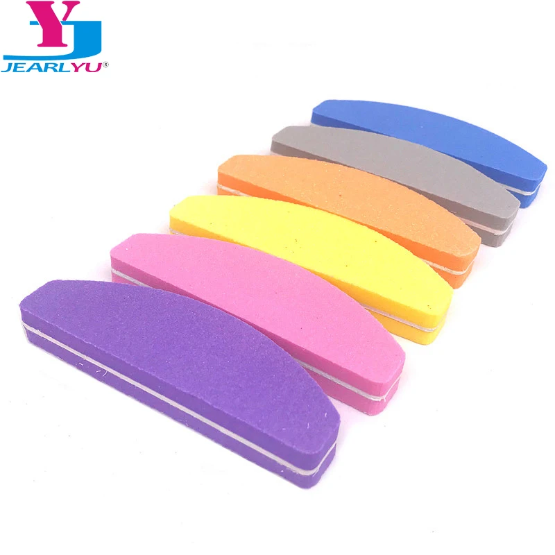 

New 20Pcs/Lot Moon Style Sponge Nail File Mini Bloc Polissoir Ongle 100/180 Sandpaper Colorful Nagel Vijl Lima Buffer Tools