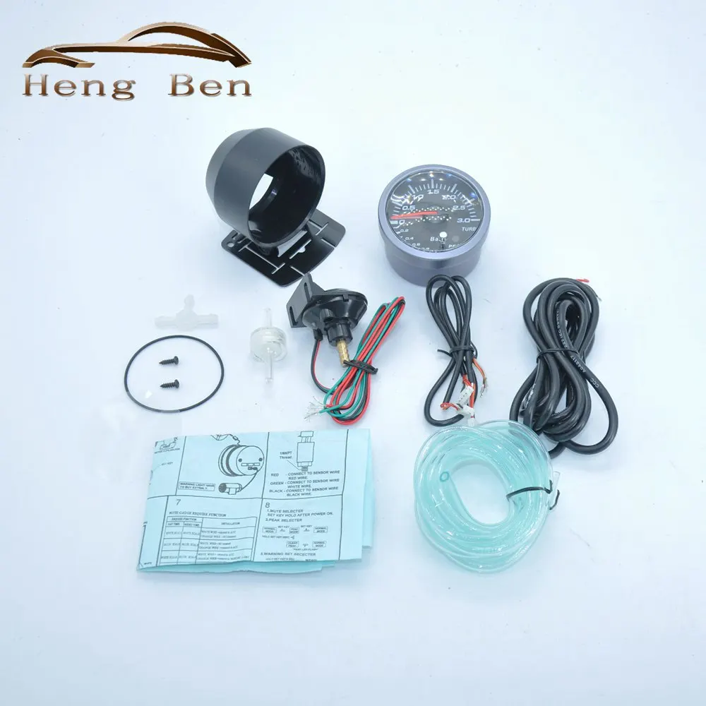 

HB 3.0 BAR BOOST TURBO GAUGE 60mm Sterpper Motor Movement,With peak & Warning