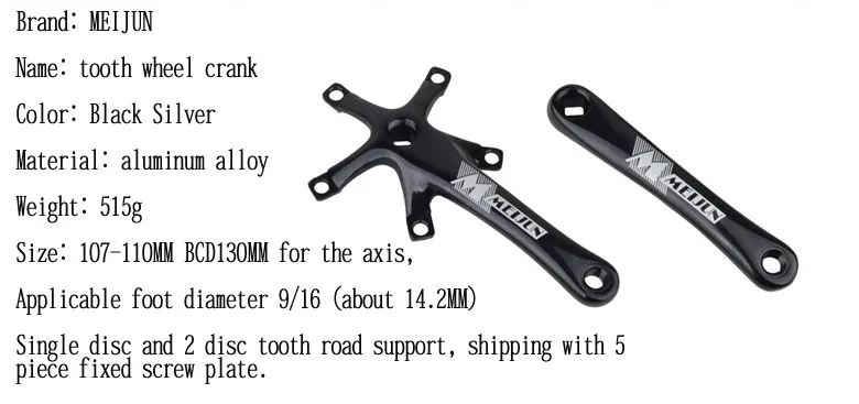 Road Bike BMX Floding Bike Crank Modified Single Disc Cairica Tooth Wheel Crankset Leg Left and Right Crank Arm