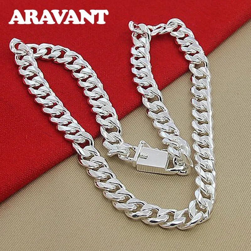 Aravant 10MM męski naszyjnik łańcuszek 925 srebrne naszyjniki moda biżuteria akcesoria