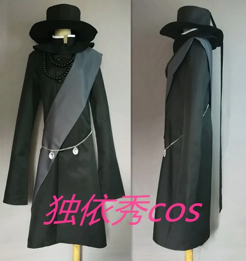 

Black Butler Undertaker Cosplay Costume packing includedpacking included:Overcoat + Jacket + Hat + Cape+necklace 11