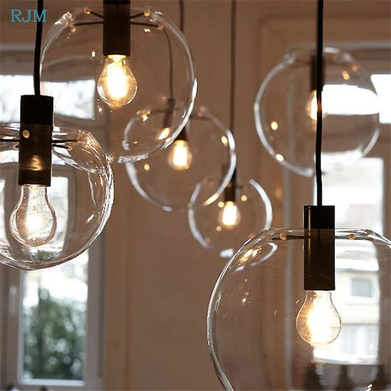 Imagem -04 - Nordic Moderno Luzes Pingente Criativo Bola de Vidro Bolha Pendurado Lâmpada para Sala Estar Quarto Cozinha Lustre Suspensão Luminária