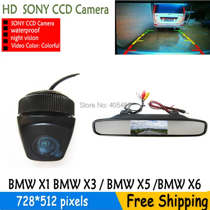 waterproof  Night Vision Car CCD Rear View Camera With 4.3 inch Color LCD Car Video Foldable Monitor Camera for bmw X1 X3 X5 X6