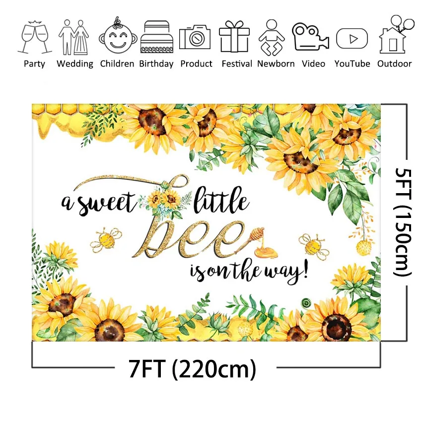 Bee Baby Shower Backdrop A Sweet Little Bee Sunflower Photography Background Honey Bumble Bee Baby Shower Party Banner