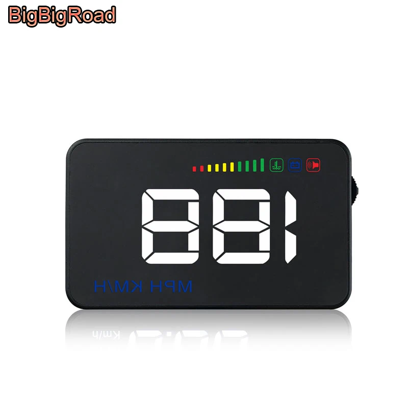 

BigBigRoad 3.5 inch Car HUD Head Up Display Windscreen Projector EUOBD OBD2 II Interface Refkecting Windshield Speedometer Alarm