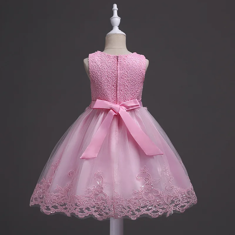 Girls Lace Flower Dress Pearls Children Wedding Party Dresses Kids Christmas Ball Gown Formal Baby Frocks Clothes Girl Carnival