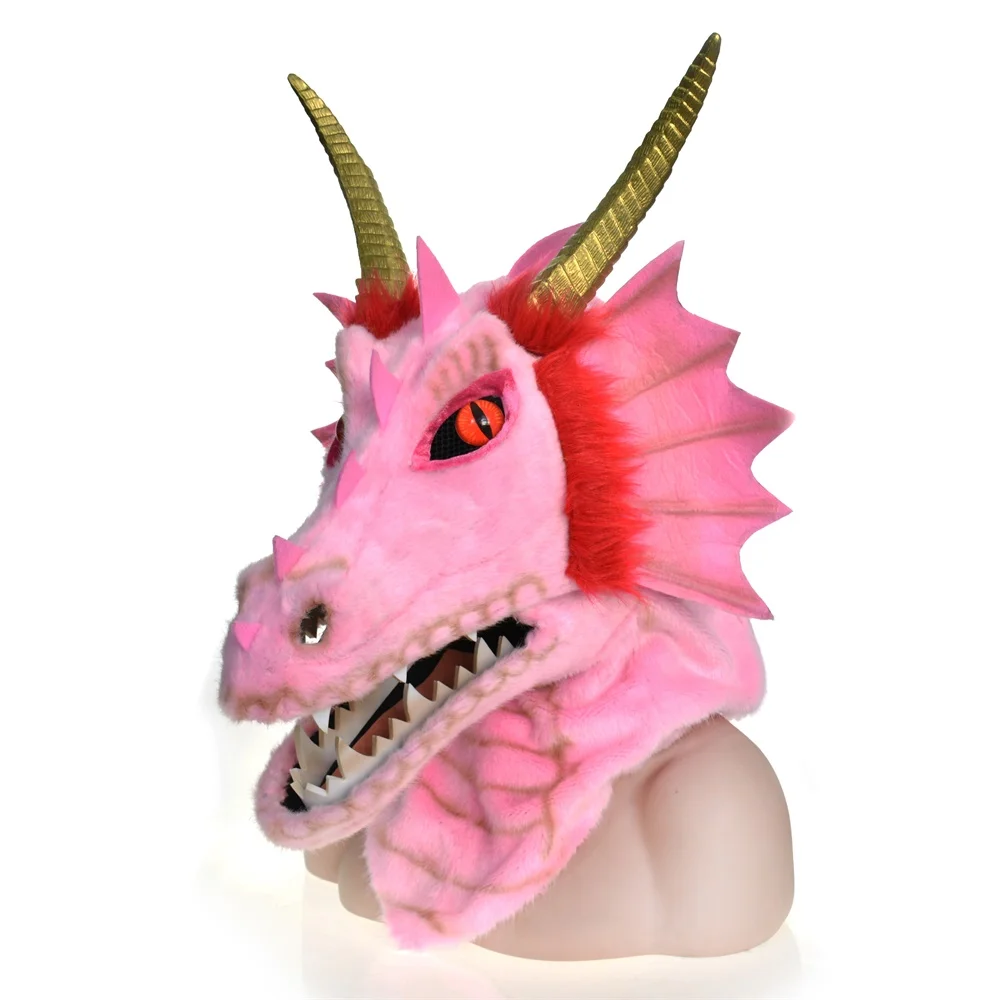 2022 HuiTai Tide play  handmade party mouth mover masks pink dargon mouth-mover-masks Party props