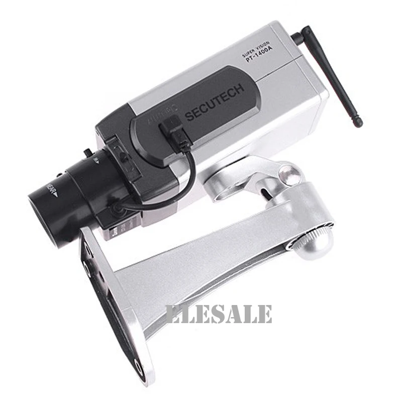New Fake Dummy Camera Wireless Antenna Motion Detection Motorized Pan Control Led Light CCTV Security Camera Silver Color