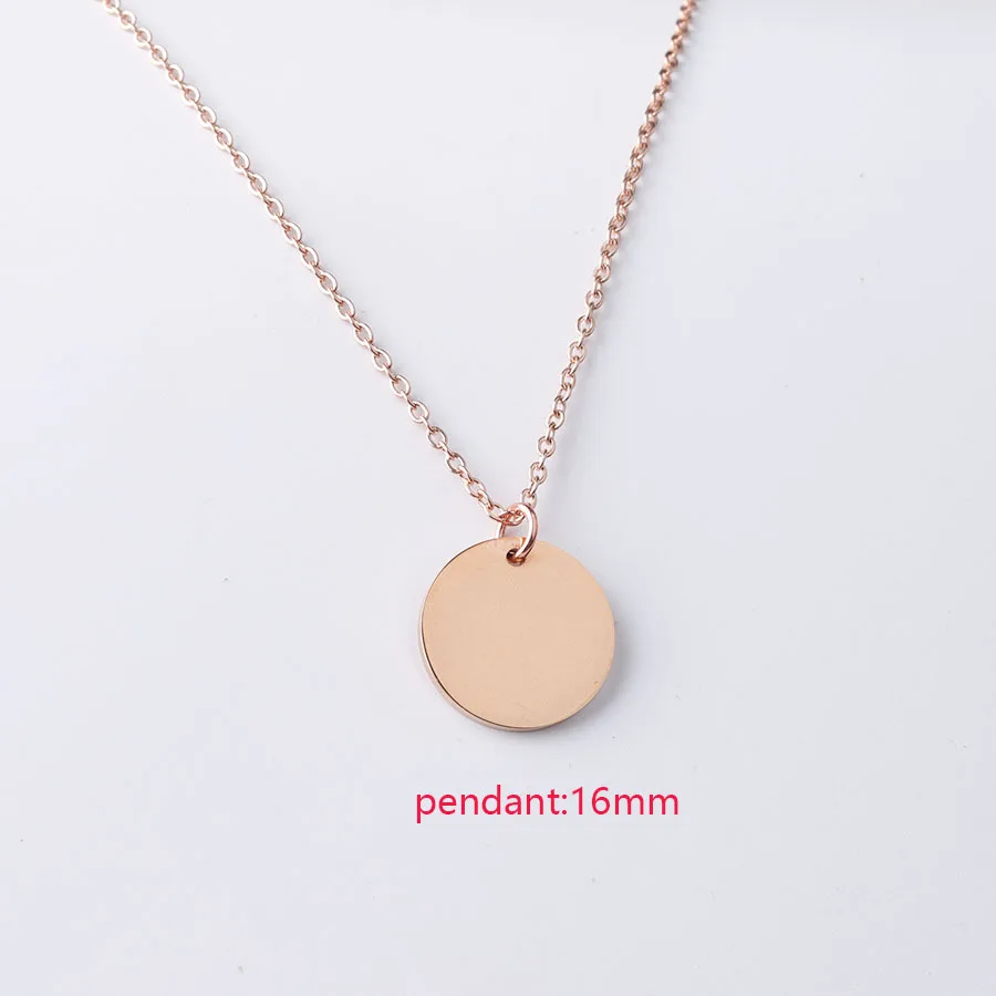 Fnixtar 20Pcs 45cm Stainless Steel Mirror Polish Necklace PVD Plating Round Disc Pendant Neckalce For Women\'s Fashion Jewelry