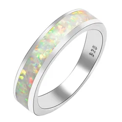 White Fire Opal Women 925 Sterling Silver Ring A27 Size 6 7 8 9 10