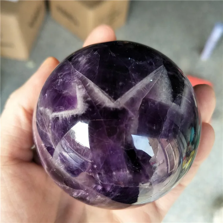 Large size top quality high polished Dogtooth amethyst Chevron-Amethyst  sphere  healing 60mm-70mm