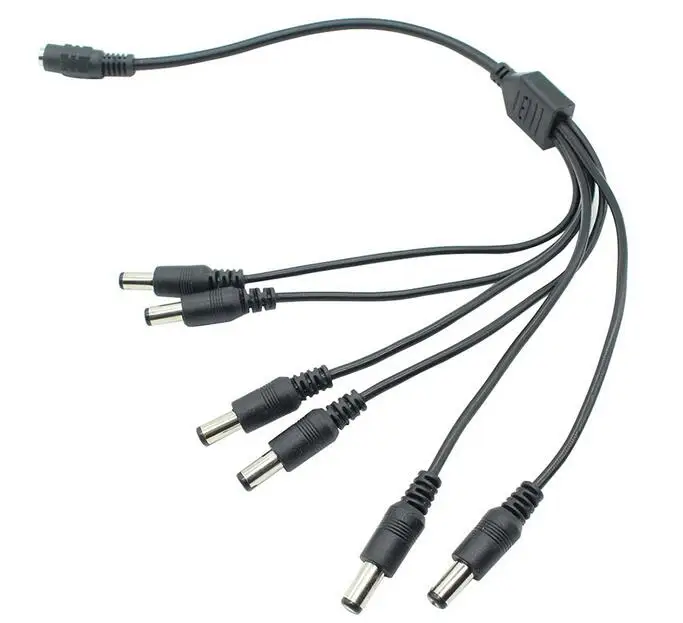 

100pcs Female 1 To 6 Male Port,Female To Male Plug DC Power Splitter Adapter Power Cable For CCTV Camera 5.5 X 2.1mm