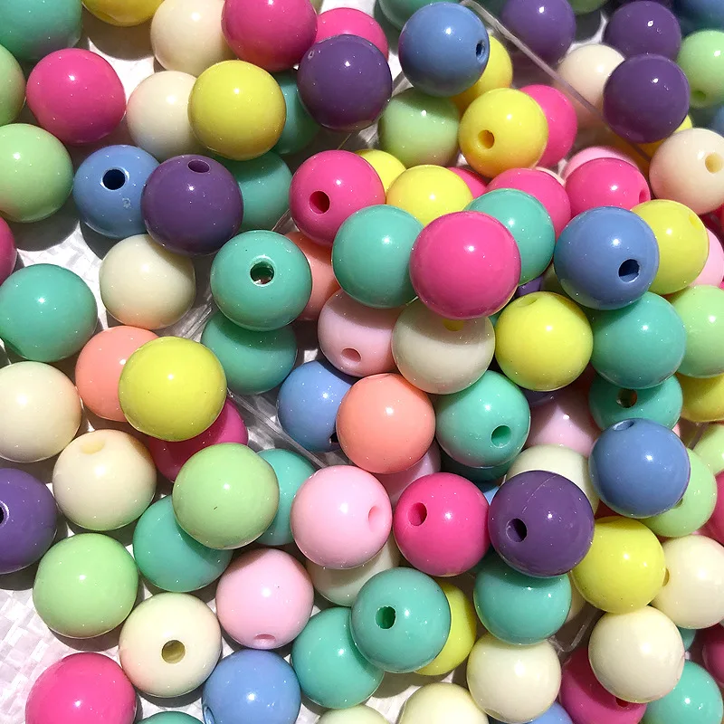 Acrylic Solid Beads 6mm 8mm 10mm 12mm 14mm 16mm 18mm 20mm Loose Round Shape Plastic Beading Material Chunky Gumball Necklace DIY