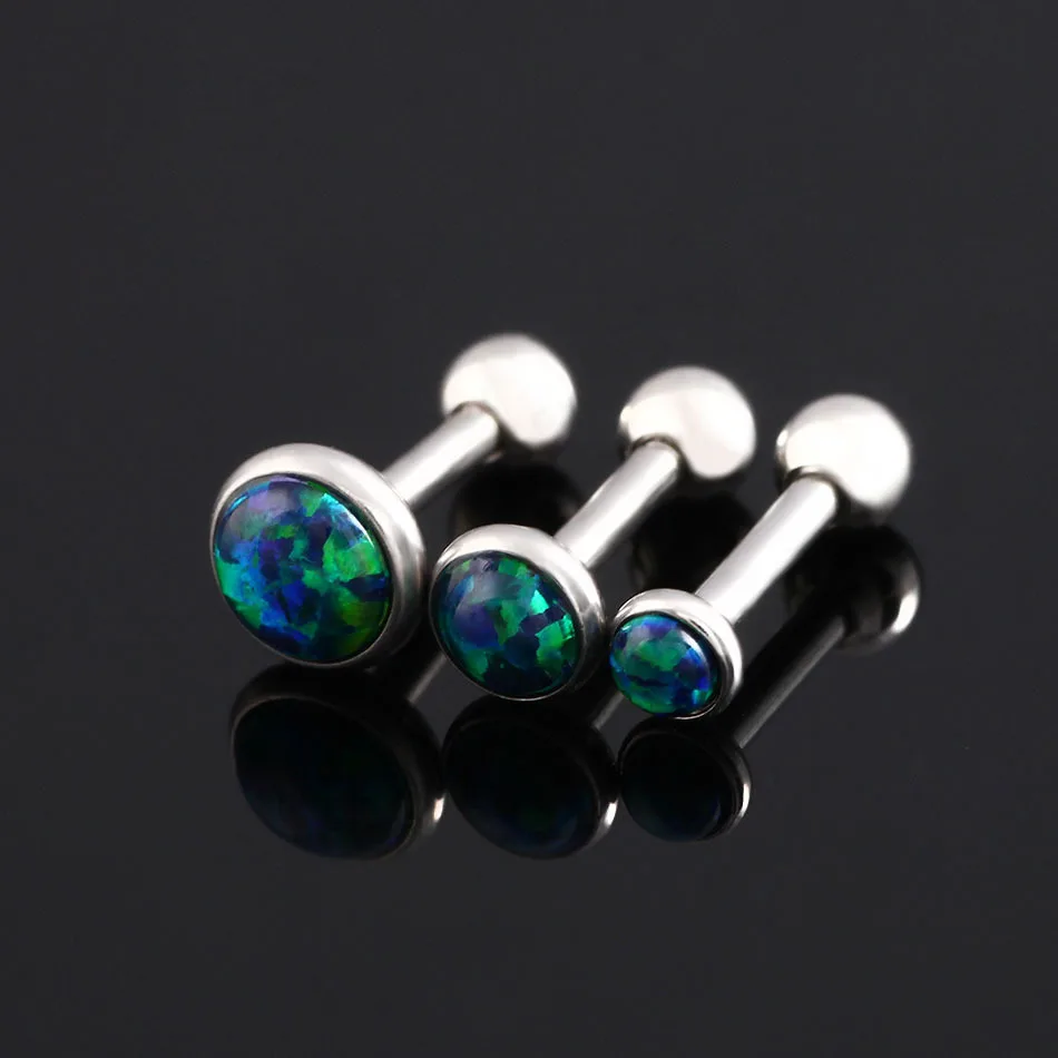 1PC Fashion Opal Ear Cartilage Tragus Piercing Assorted Colors Earring Stud For Sexy Girls Body Jewelry 3mm 4mm 5mm