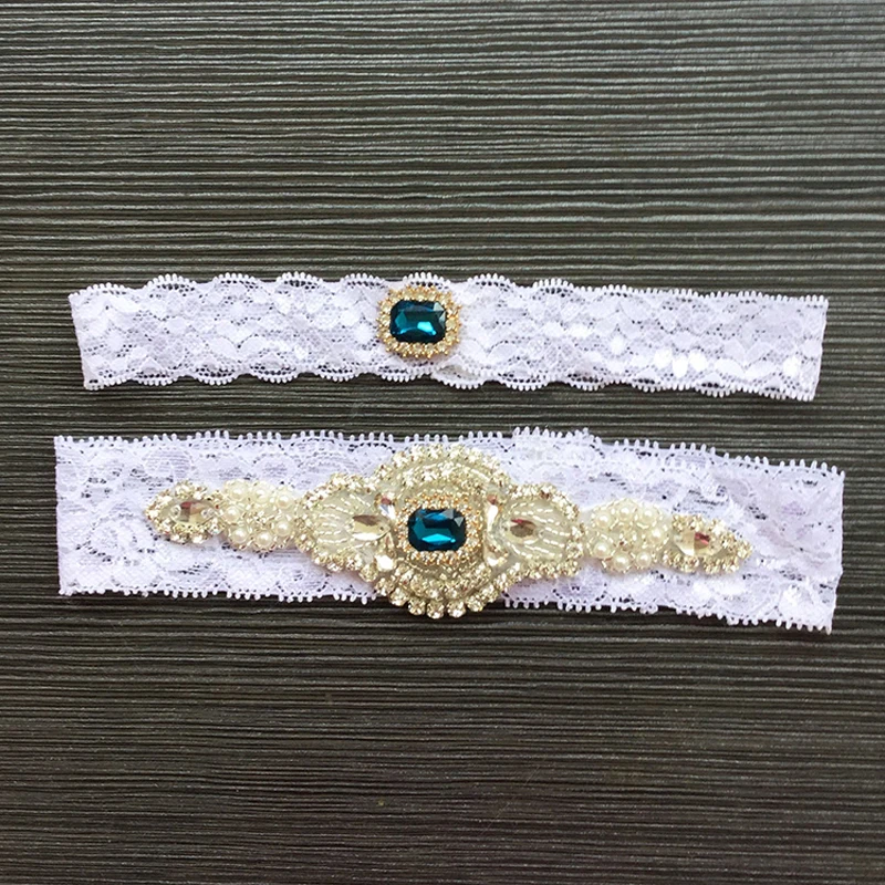 2Pcs White Lace,Rhinestone Bride Garter Wedding Garters Bridal Accessories Wedding Favors Supplies