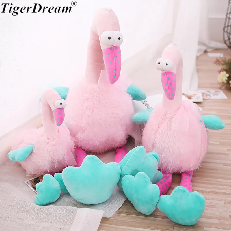 One Piece Soft Stuffed PP Cotton Ostrich Plush Dolls Flamingo Toys Cute Bird Cushions Sleeping Pillows Children Accompany Toy