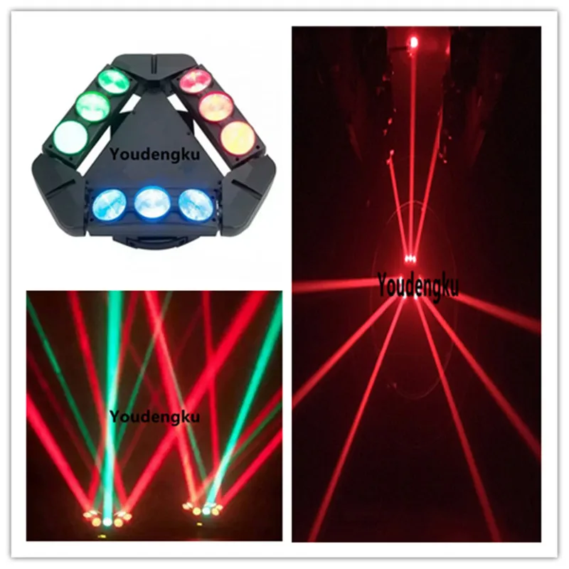 3x3 led moving head light 9x10w 4in1rgbw super beam 3 heads led spider beam moving head light