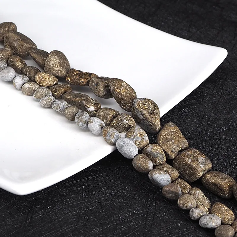 8-10mm 12-14mm 15-20mm Pick Size Natural Pyrite Stone Beads Loose Polishing Pyrite Stone Beads DIY Jewelry Making Accessories