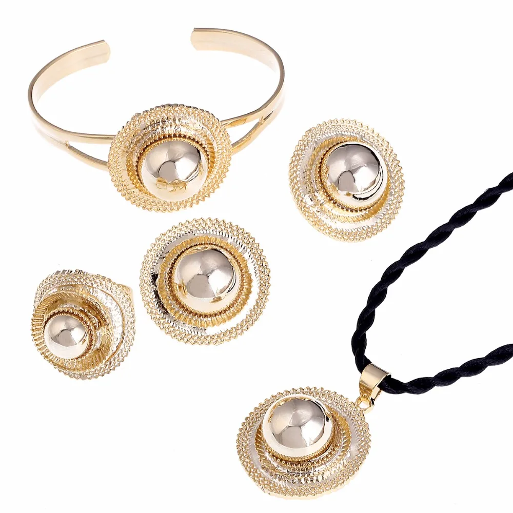 Gold Color Ethiopian Wedding Jewelry Sets Ethnic Habesha Traditional Festival Africa Women\'s Jewelry