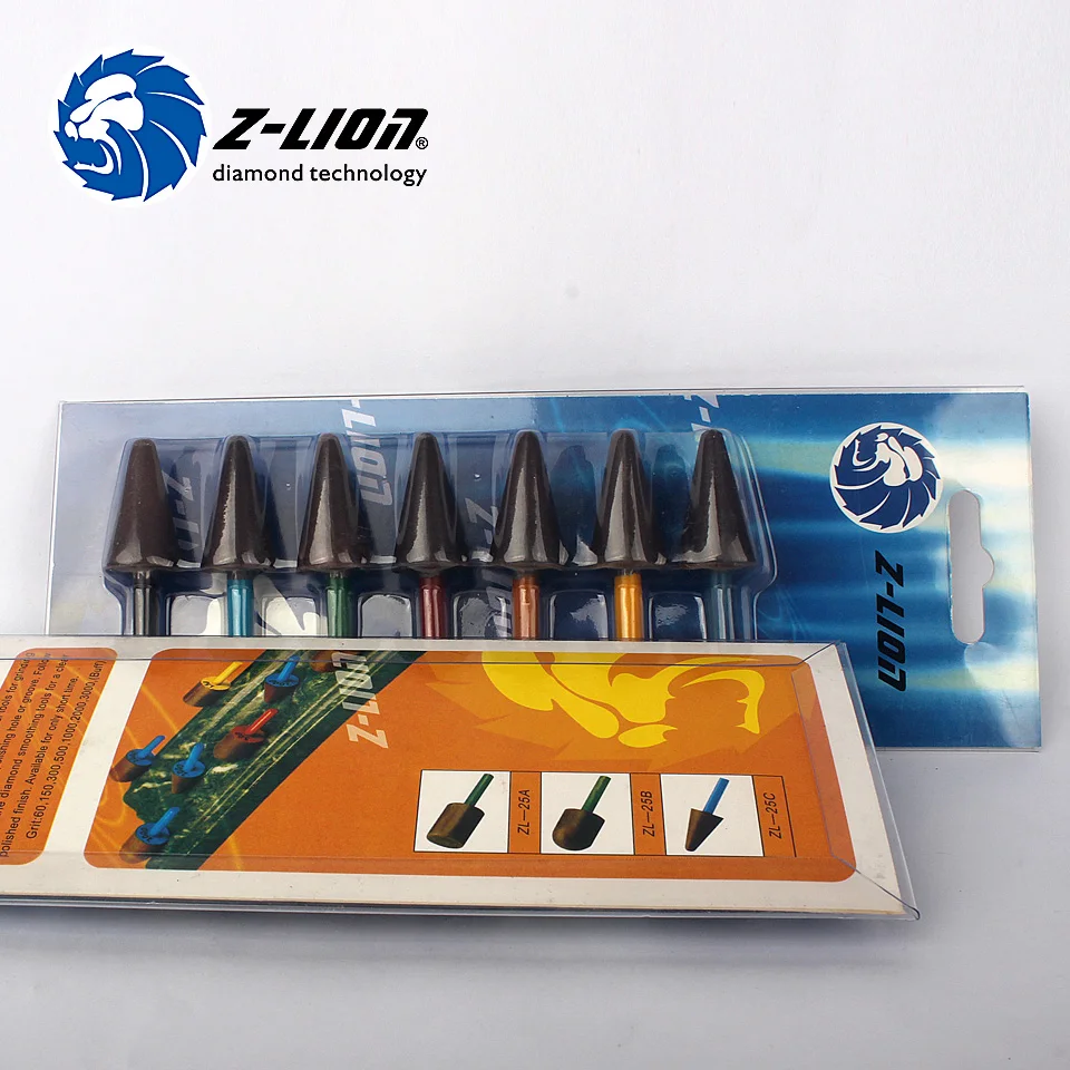 Z-LION 7pcs/Set Diamond Drill Sharpening Bit Carve Tool Resin Bond Diamond Points for Polishing Grinding Wet Use Abrasive Tools