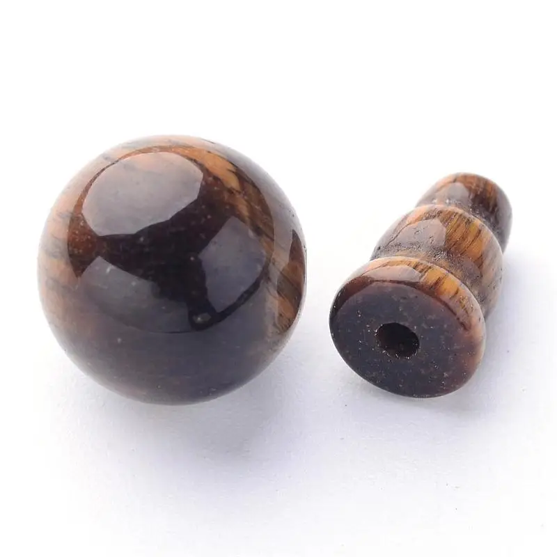 Pandahall 2Sets Natural Tiger Eye Buddhist Guru Beads 3 Hole for Buddha Jewelry Bracelet Making Findings DarkGoldenrod 10mm