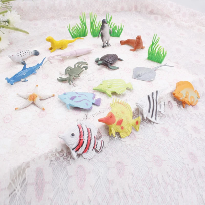 

16Pcs Anime 2Inch Marine Life Sea Animal Set PVC Fish Octopus Penguin Children Gift Dolphin Turtle Crab Model Toys