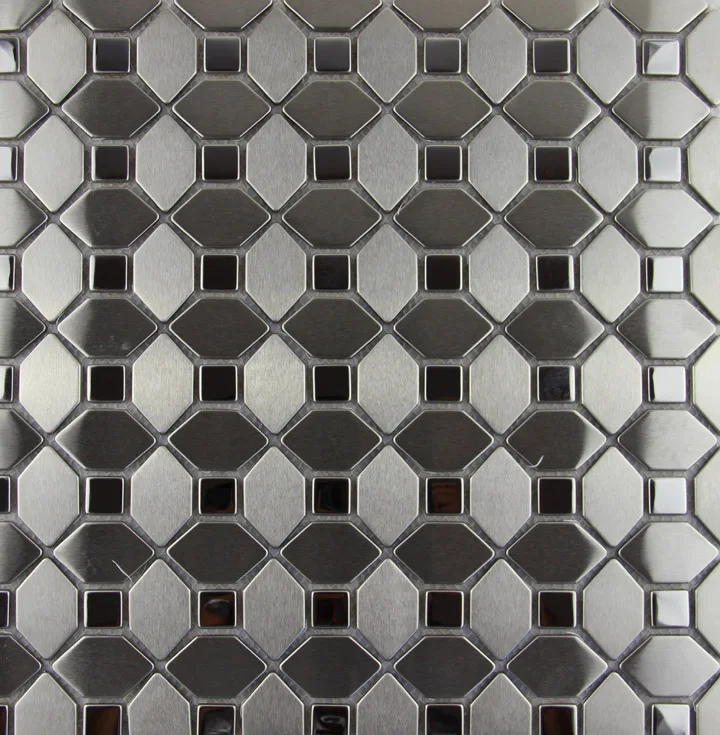 

hexagon stainless steel metal mosaic tile kitchen backsplash bathroom shower wallpaper background decorative fireplace wall tile