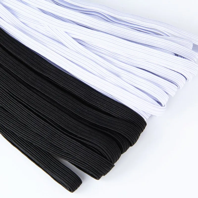 3/6/10/12/15/25/30/35/40/45/50/55/60mm White and Black Nylon Highest Elastic Band Garment Trousers Sewing DIY Accessories 1meter