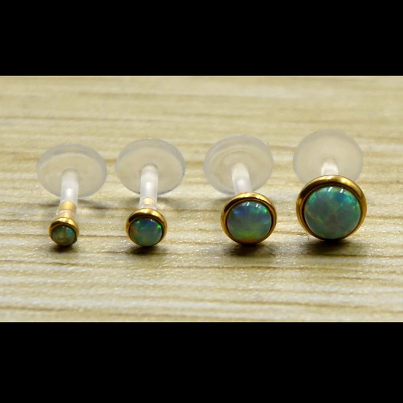 1Pcs Surgical Steel Opal Gem Labret Lip Rings Ear Helix Tragus Cartilage Studs Nose Stud 16G Piercing Body Jewelry