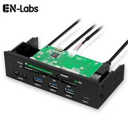 EN-Lab PC 컴퓨터 전면 패널 USB 2.0 카드 리더, USB 3.0, C타입, eSATA,MD,SD, MMC,XD,TF,M2,MS, 3 포트, 5.25 인치 CF 리더, 64G