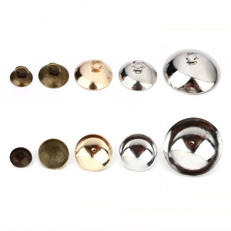 50pcs/lot Bronze Dome Iron Pearl Pendant Connector Bail Cap fit 6mm 8mm 10mm 15mm Beads DIY Jewelry Making Findings Accessories