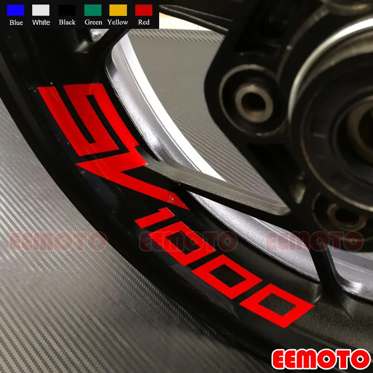 

8 X Custom Iner Rims Decals Wheels Reflective Label Logo Stickers Stripes Waterproof Motorcycle For SV1000 SV 1000