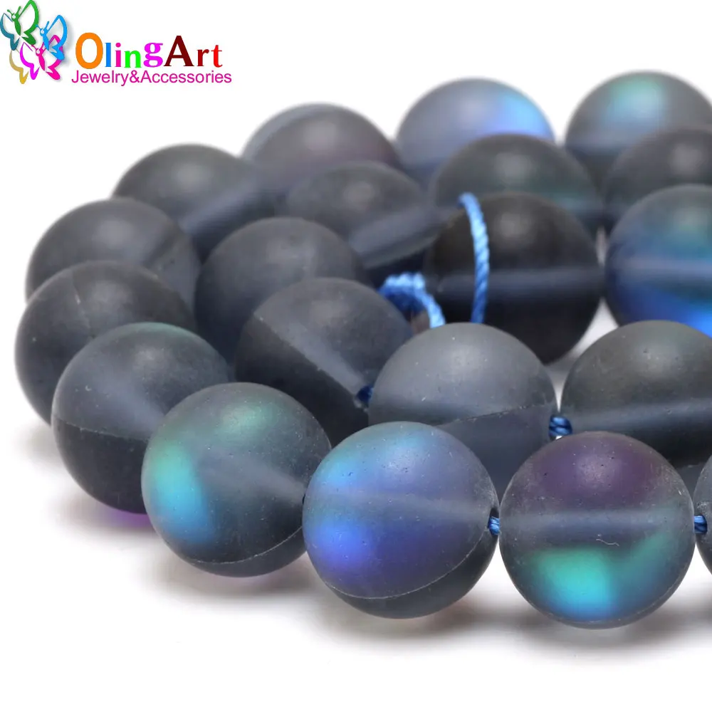 Olingart 6mm/8mm/10mm/12mm Matte gray Rainbow Bead Moonstone Loose Spacer Beads DIY Necklace/bracelet/earrings Jewelry Making