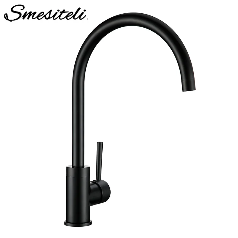 Promotions Simple style 100% Copper Matte black Kitchen Tap Copper Deck Mounted Faucet with Single Handle Hot & Cold Water Tap