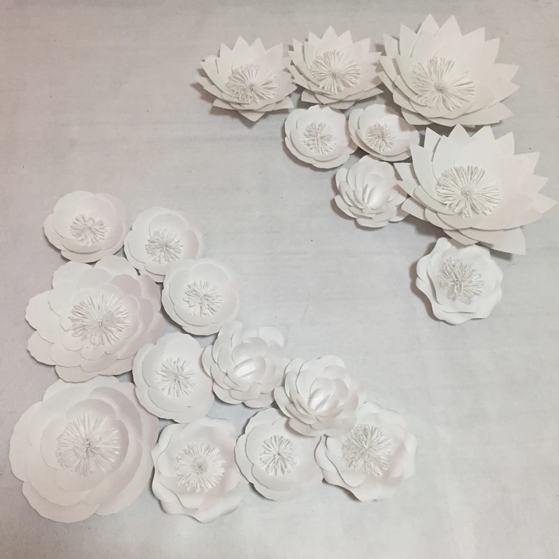 

19PCS Set Giant Paper Flowers For Showcase Wedding Backdrops Props Flores Artificiais Para Decora o Mix 20CM-40CM