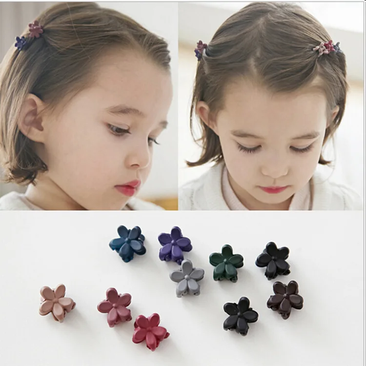 6PCS/LOT Hair Accessories Plastic Solid Bangs Hairpins Small Flowers Gripper Little Girl Hair Clips Hair Claws Hair Clamp