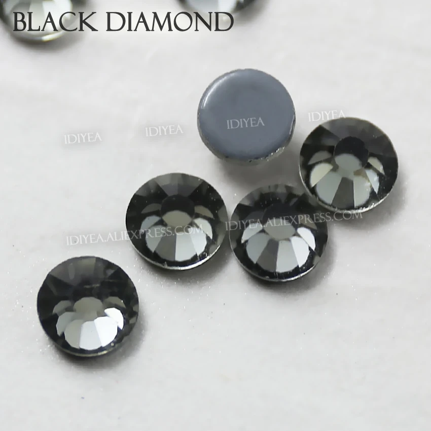 Black Diamond hotfix rhinestone crystal strass glitters flatback glass stone for DIY sparkling wedding diamond dress sequins art