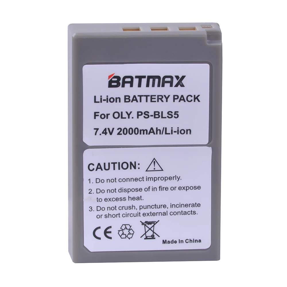 Аккумулятор Batmax, 1 шт., 2000 мА · ч, 7,4 В, PS-BLS5 PS, BLS5, PSBLS5, для Olympus OM-D, E-M10, PEN E-PL2, E-PL5, E-PL6, E-PL7, Stylus 1, EM10 II