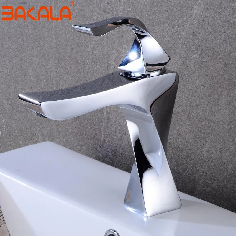 Imagem -02 - Bakala Novo Banheiro Lavatório Torneira de Bronze Sanitários Ware Torneira da Bacia Água Quente e Fria Mixer Personalidade Criativa