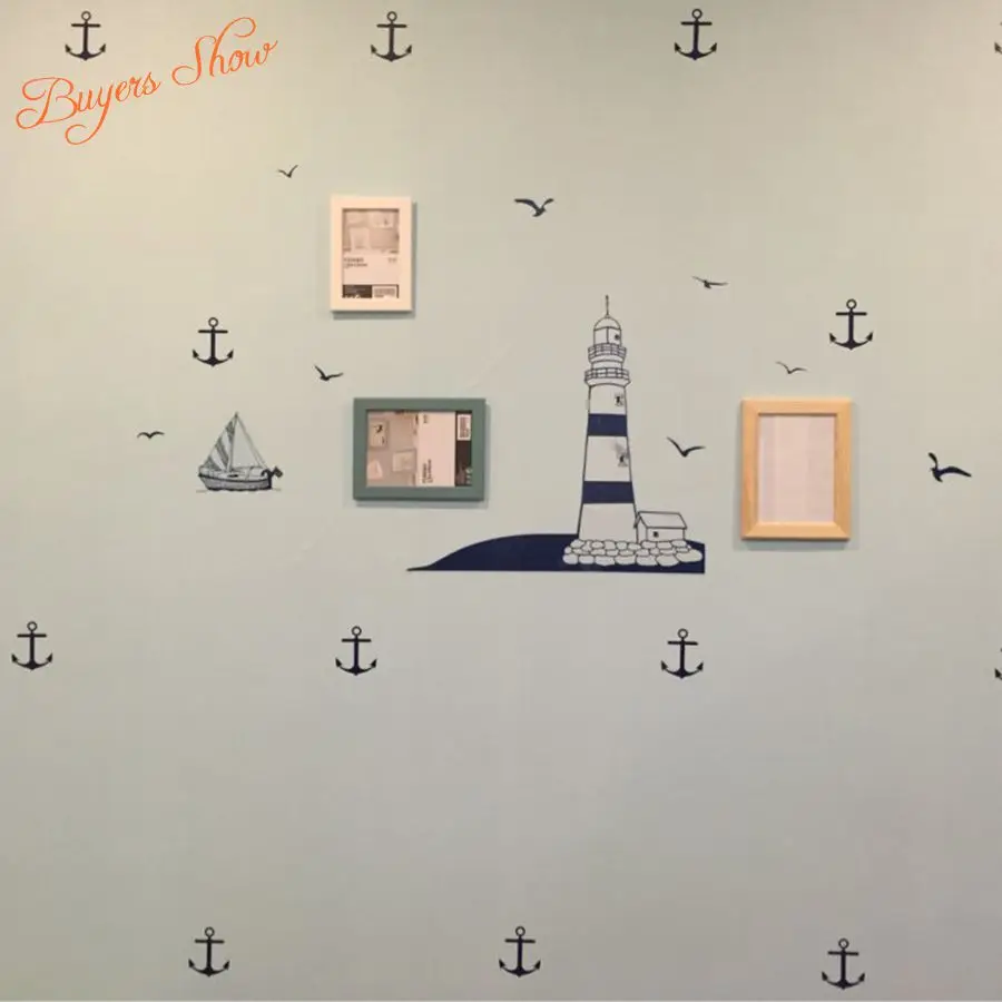 Set of 28pcs Anchor Wall Decals Nautical Decor Boy Wall Decals Art Boat Anchor Sailboat anchor Kids Bedroom Bathroom Nursery