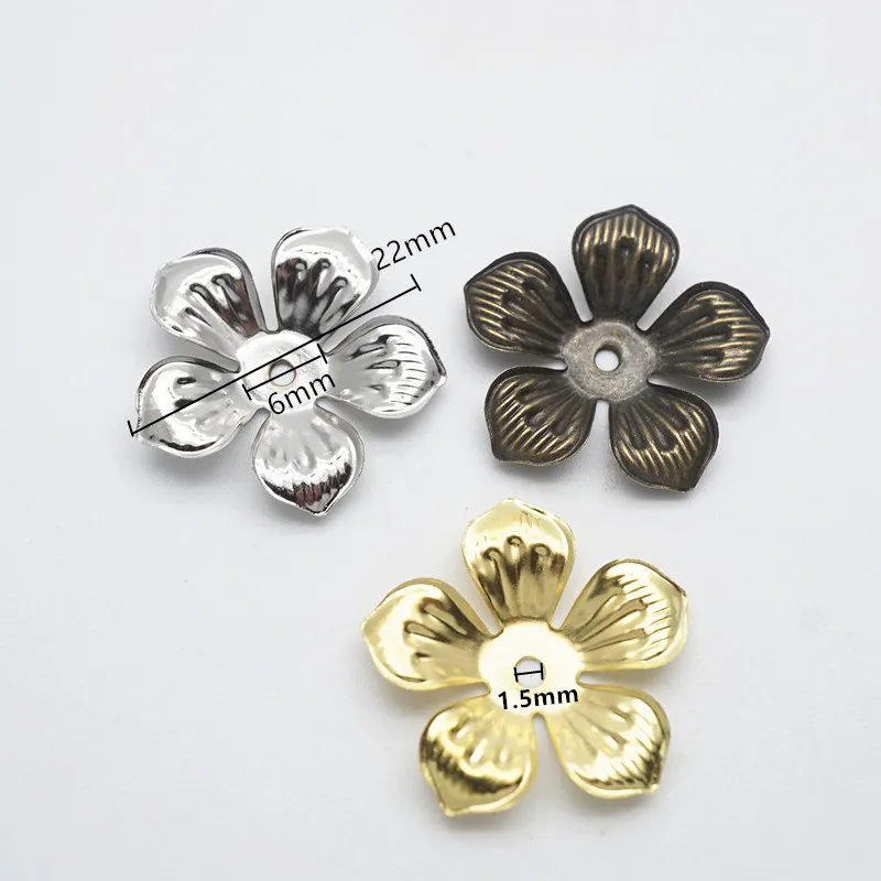 50pcs 22mm Silver Charm Flower Filigree Loose Spacer Beads End Caps Crafts Finding Jewelry Making DIY HK122